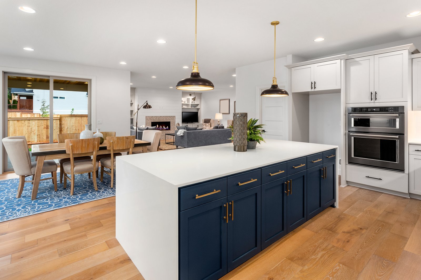 Open layout living space by Reschka Design Build in Oakland County Michigan