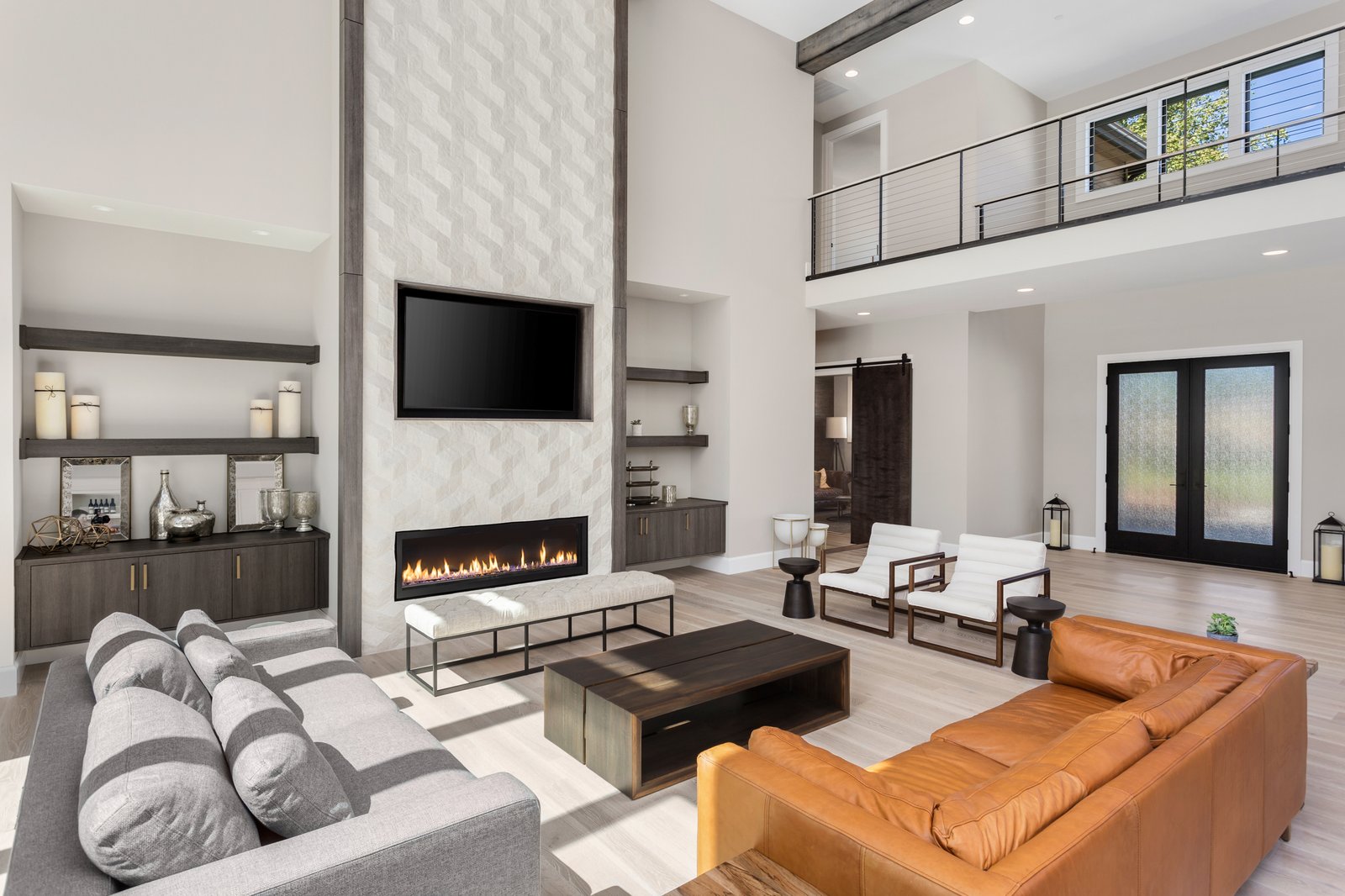 Custom home great room by Reschka Design Build in Oakland County Michigan