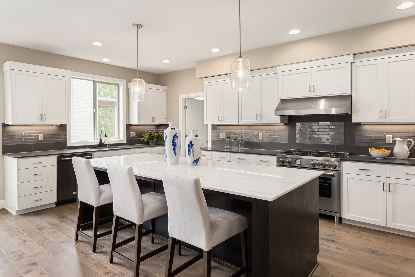 Elmwood + Estate kitchen island view by Reschka Design Build