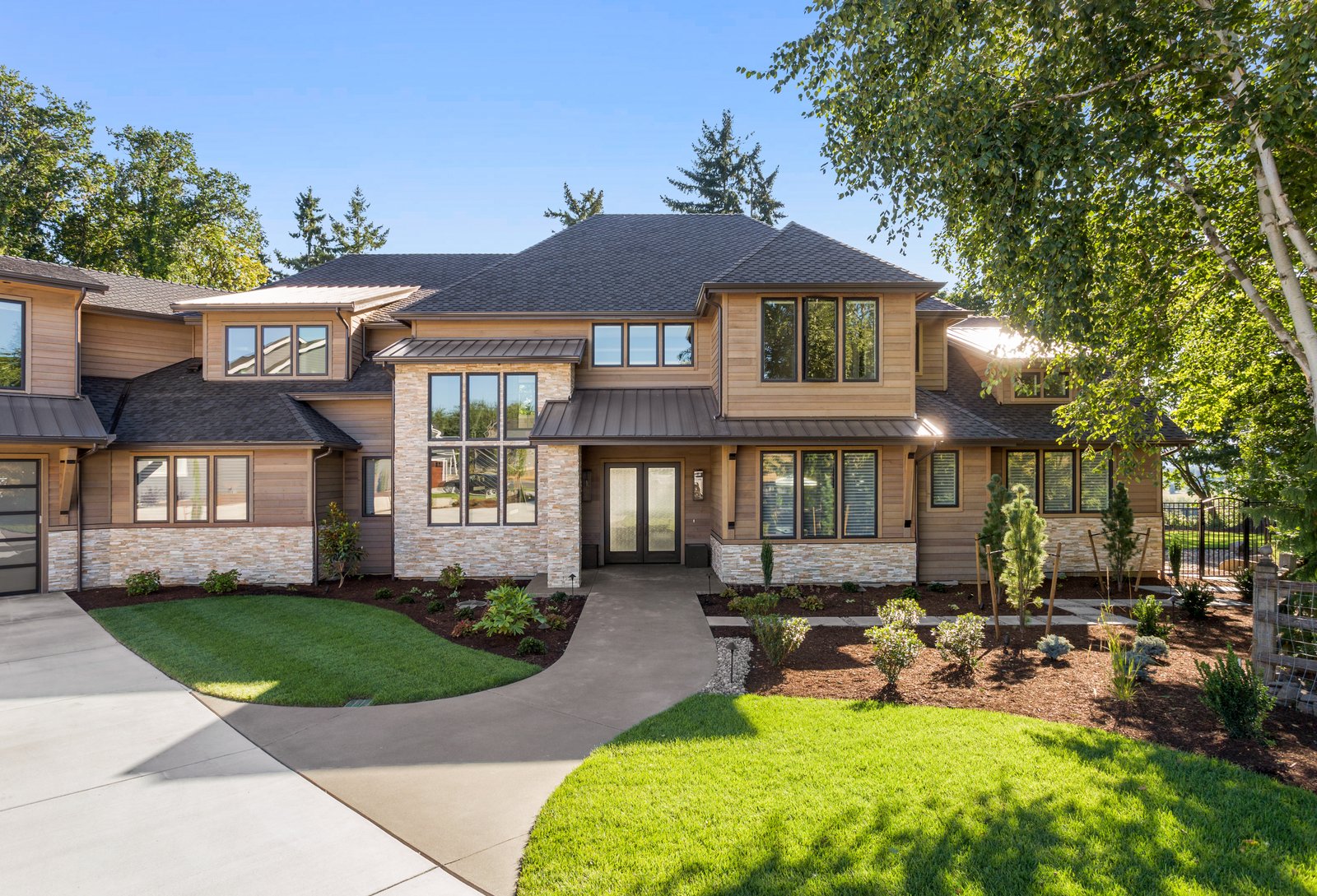 Forestview + Estate modern home exterior entry by Reschka Design Build