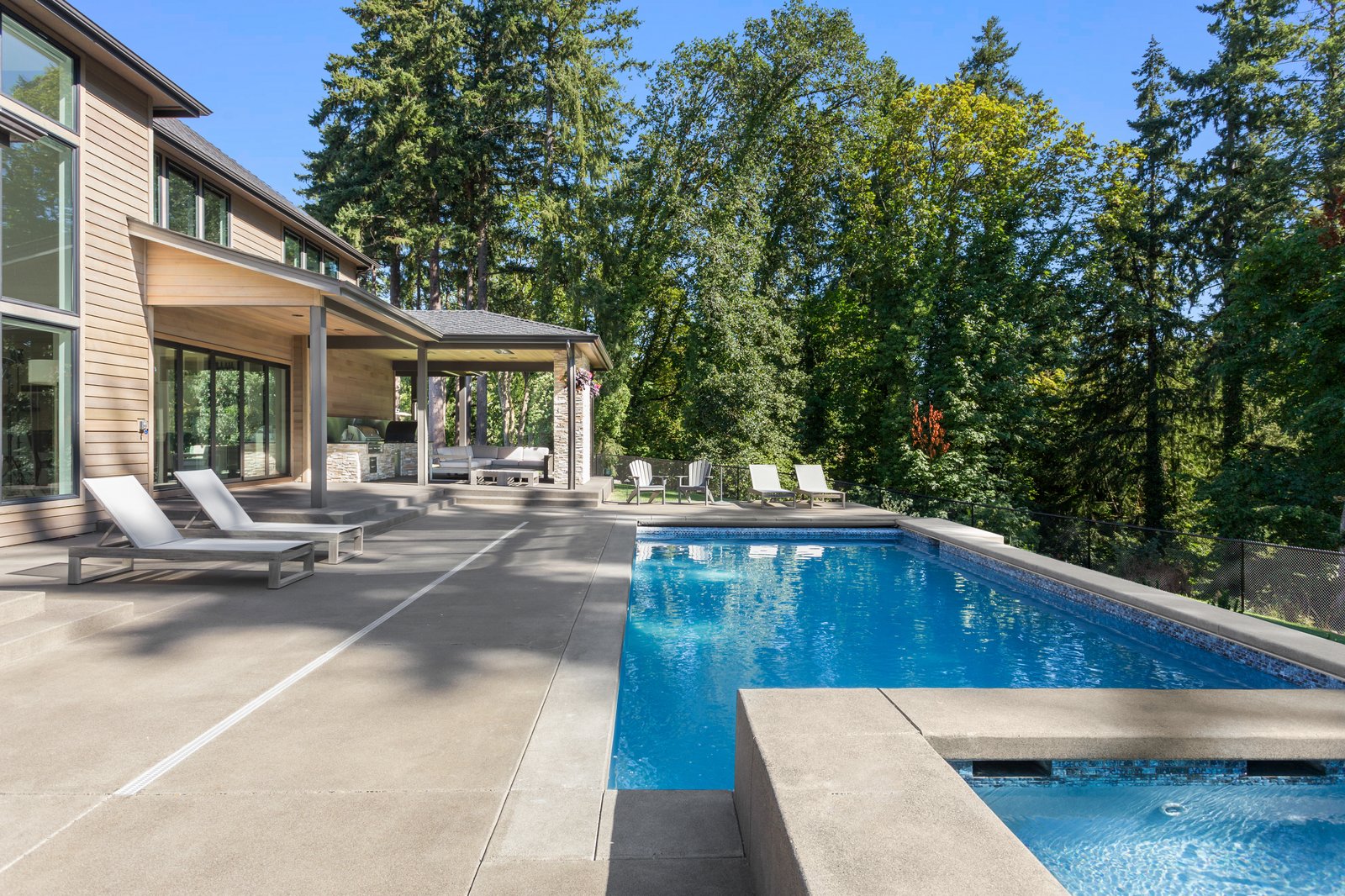 Forestview + Estate modern home pool by Reschka Design Build