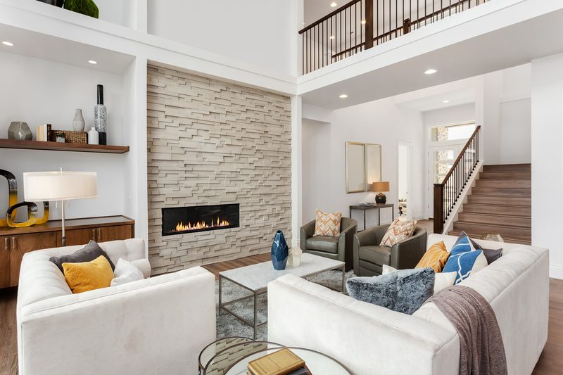 Oakwood + Haven living room fireplace design by Reschka Design Build